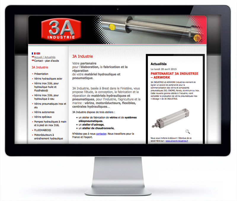 Le site internet de 3A Industries, Brest