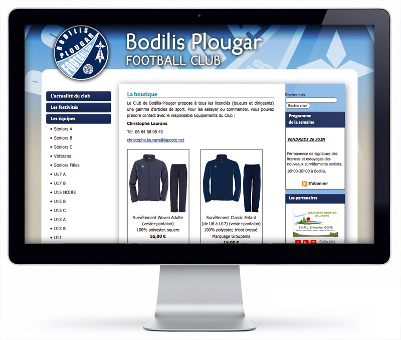 Le site internet du football-club de Bodilis-Plougar