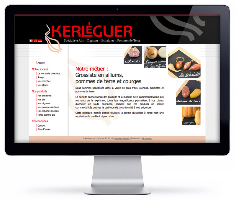 Le site internet des établissement Kerléguer, Rungis