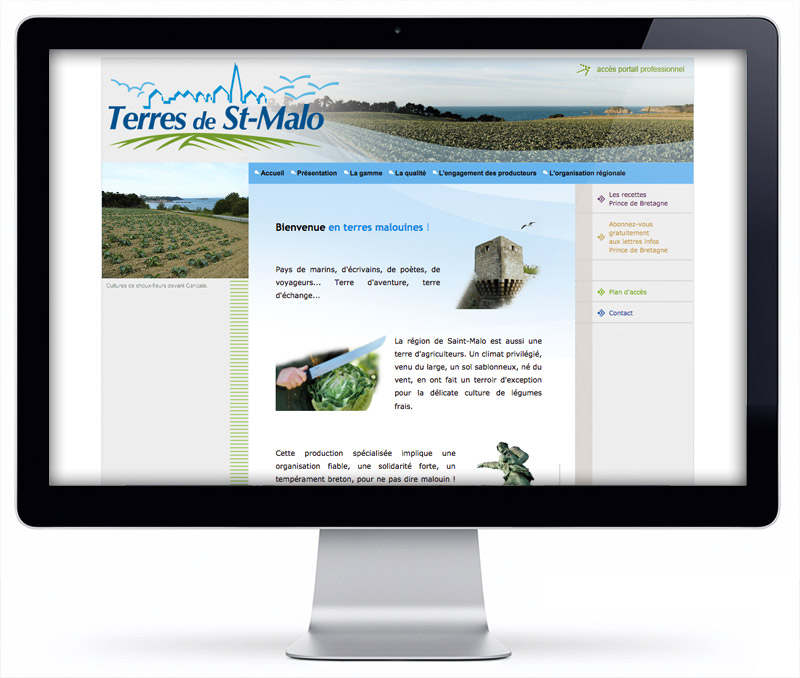 Le site internet de Terres de Saint-Malo, coopérative agricole