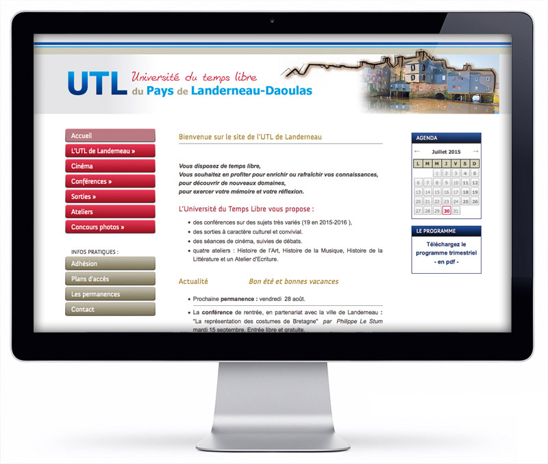 Le site internet de l'Université du Temps Libre, Landerneau
