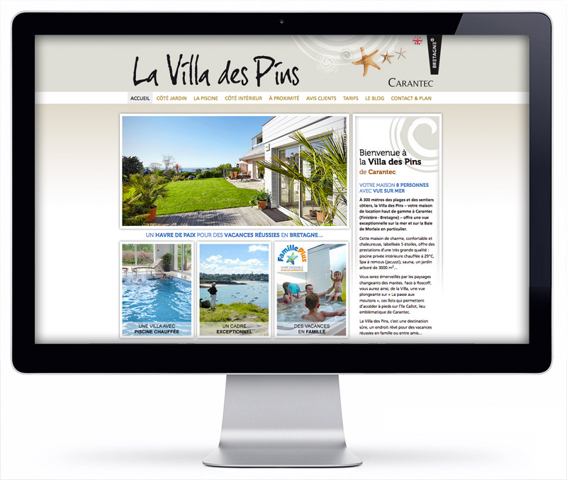 Le site internet de la Villa des Pins, location de vacances à Carantec
